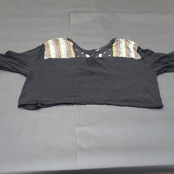 Free People Bohemian Black Multicolor Women's Top Size S - Picture 6 of 7